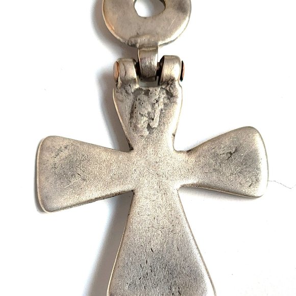 RARE 100+ Year Old Hinged Aksum Coptic Cross Enamel Bead Necklace - Picture 5 of 6